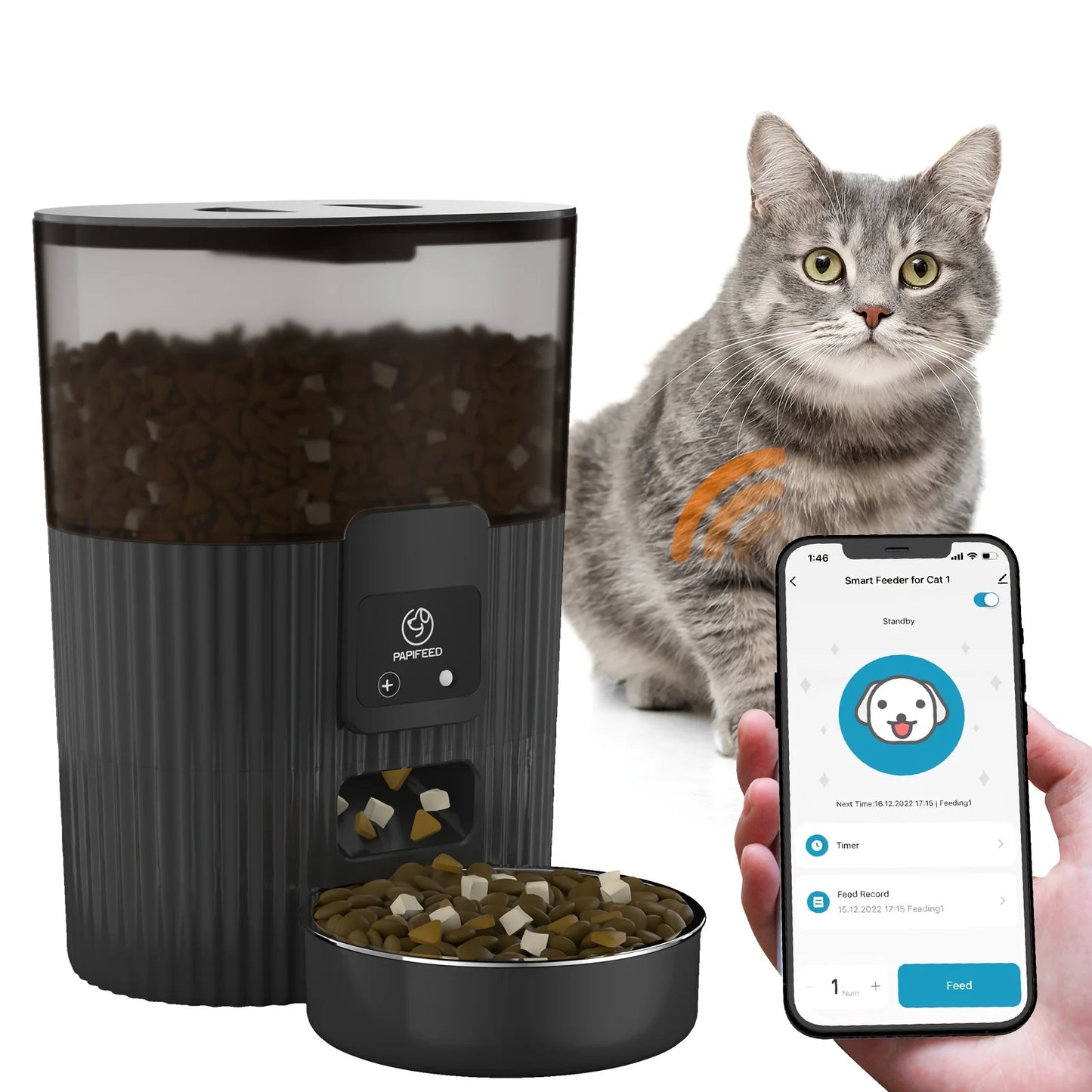 PAPIFEED Smart Cat and Dog Automatic Feeder with WiFi Control