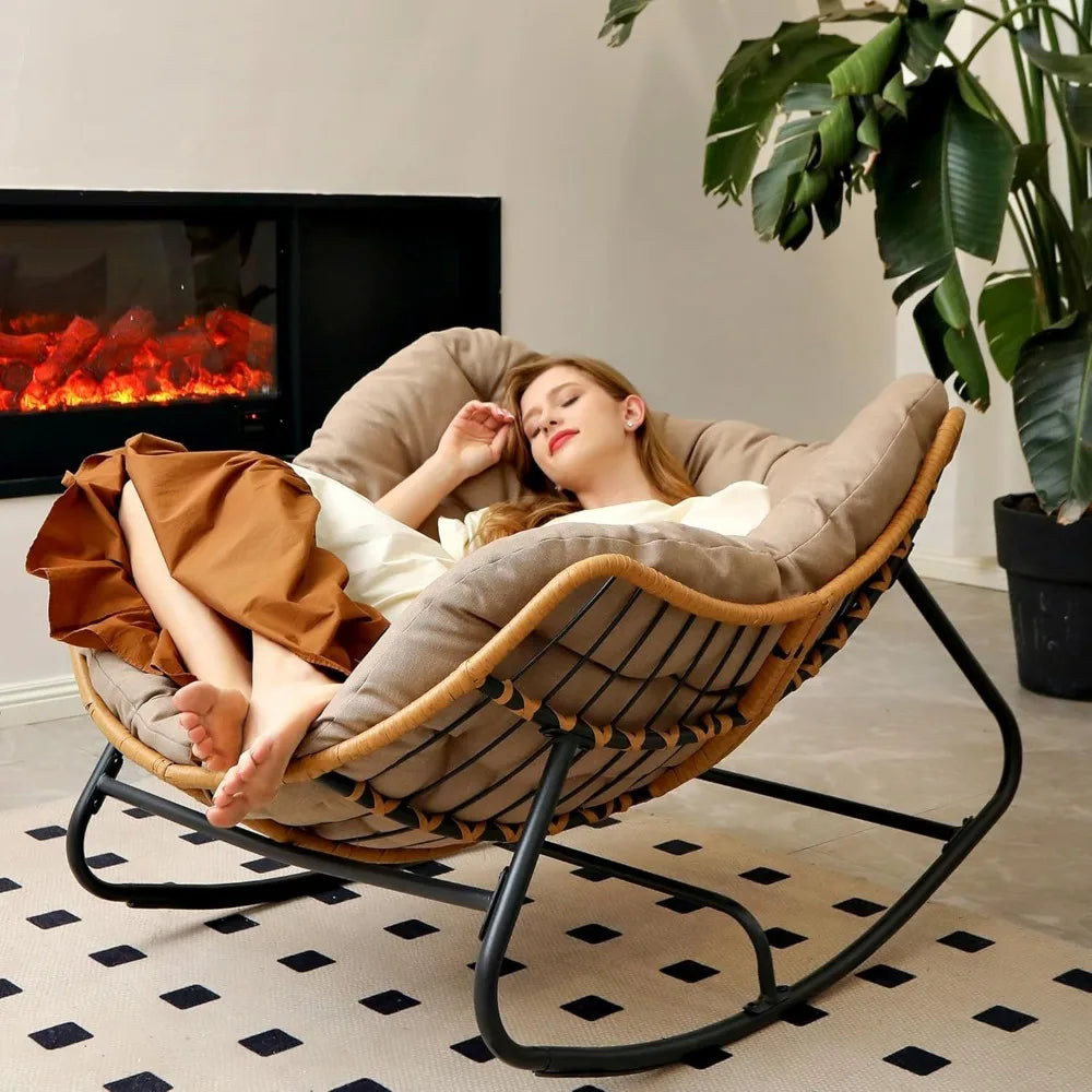 Outdoor Oversized Papasan Chair with Cushion for Relaxation