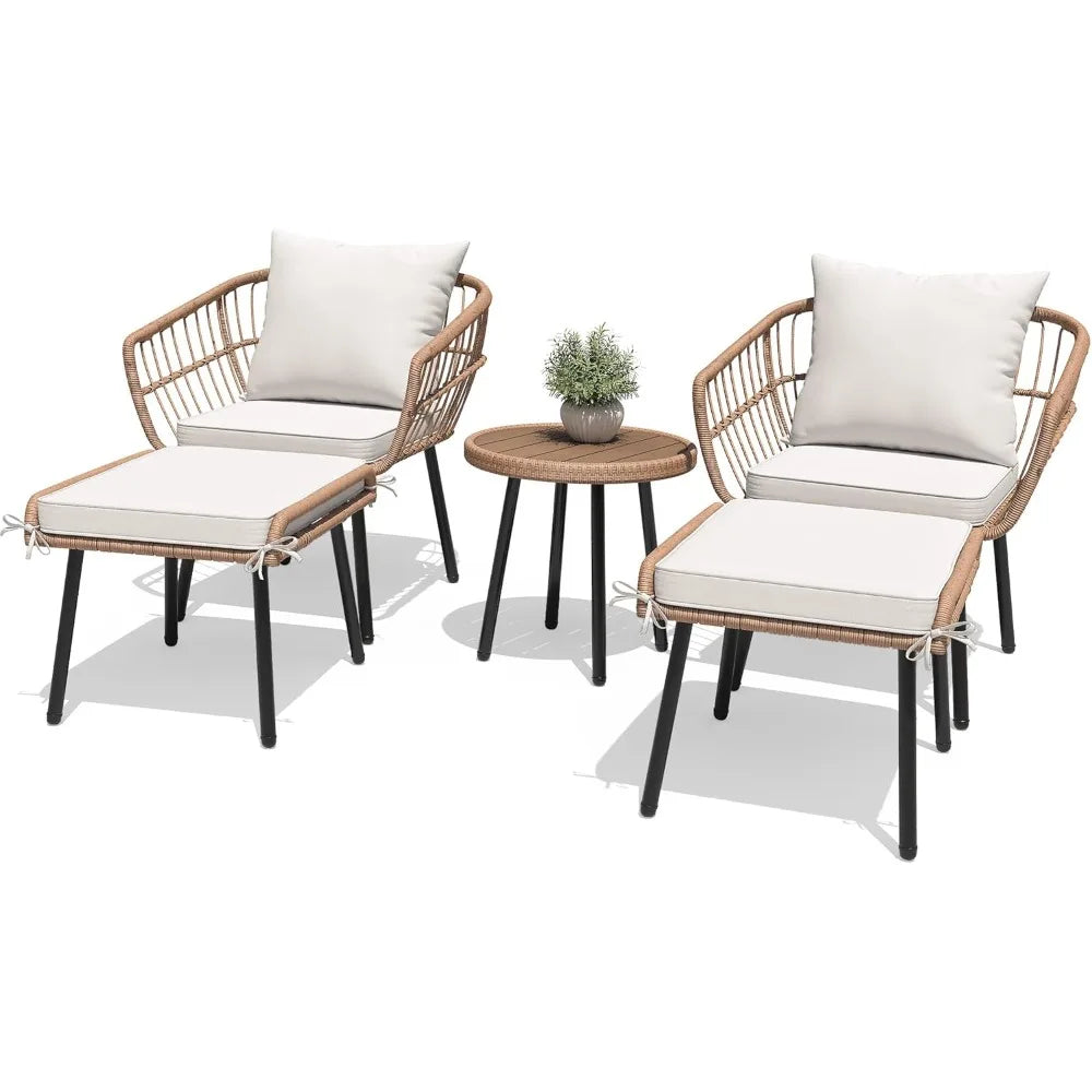 5-Piece All-Weather Outdoor Wicker Furniture Set