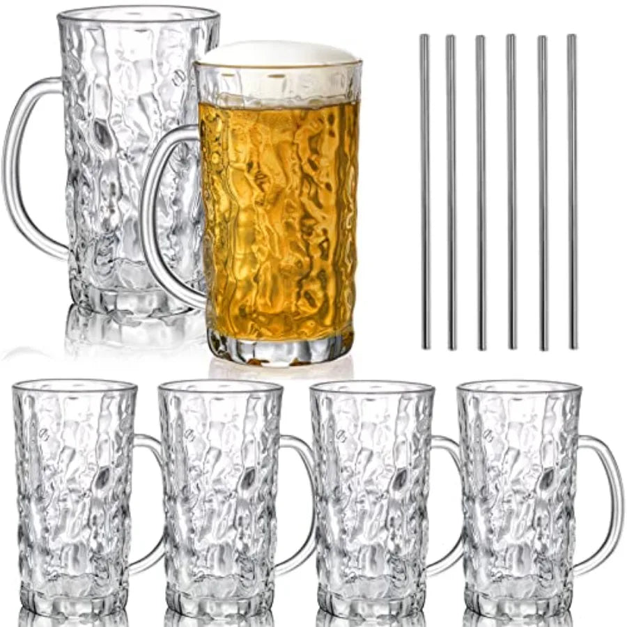 Hign-concerned Glass Beer Mugs Set With Handles For Freezer Use