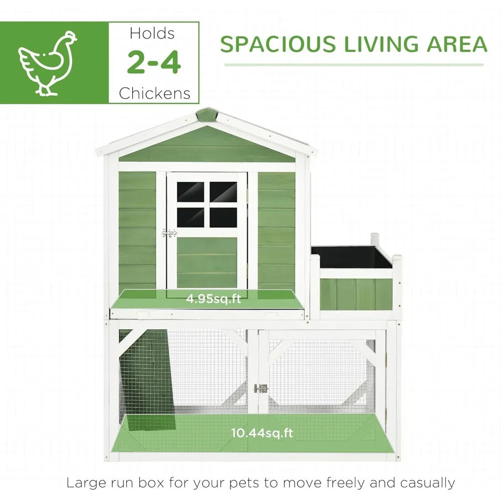 49 Inch Small Chicken Coop with Garden Space for 2-4 Birds
