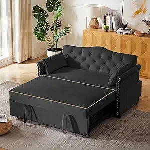65 Inch Convertible Sleeper Sofa Bed with Chaise and USB Ports