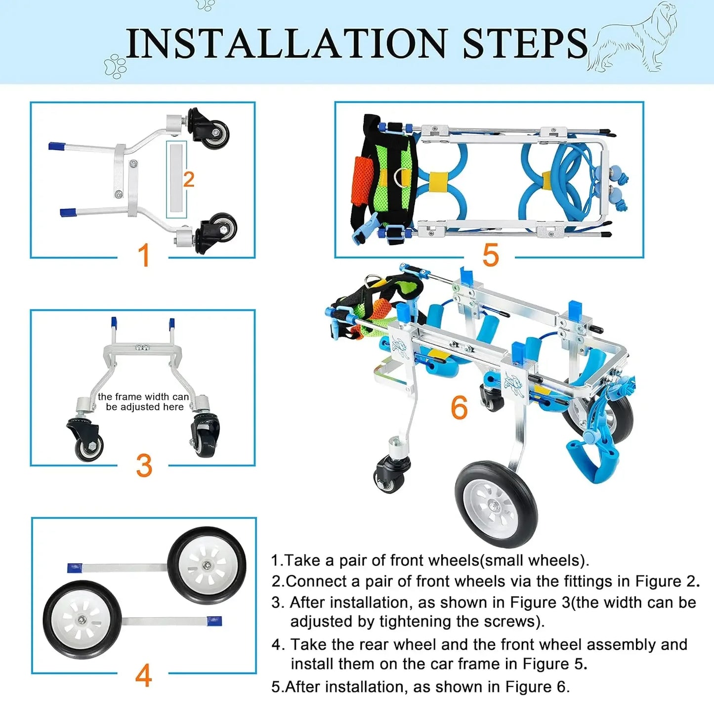 4 Wheel Dog Cart Wheelchair Pets With Disabled Hind Legs