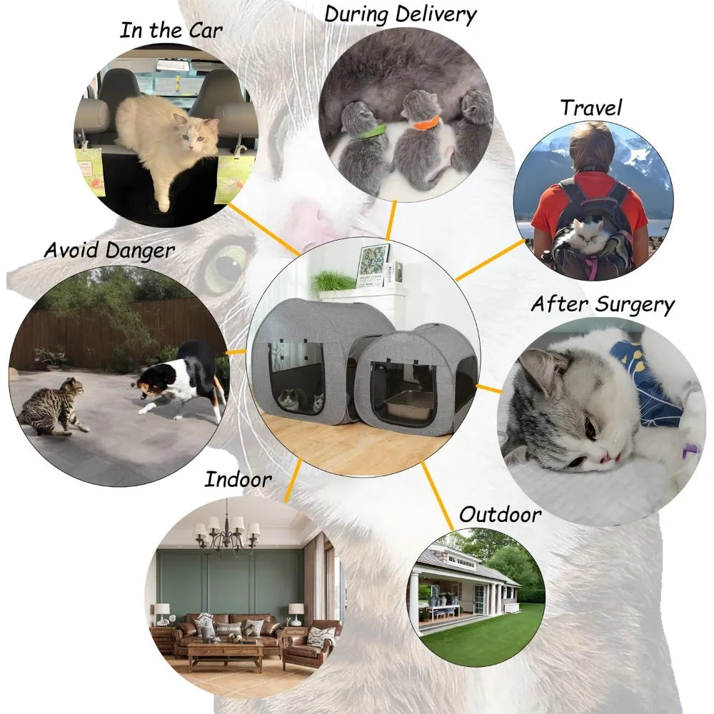 Foldable Cat Playpen For Recovery And Postoperative Care