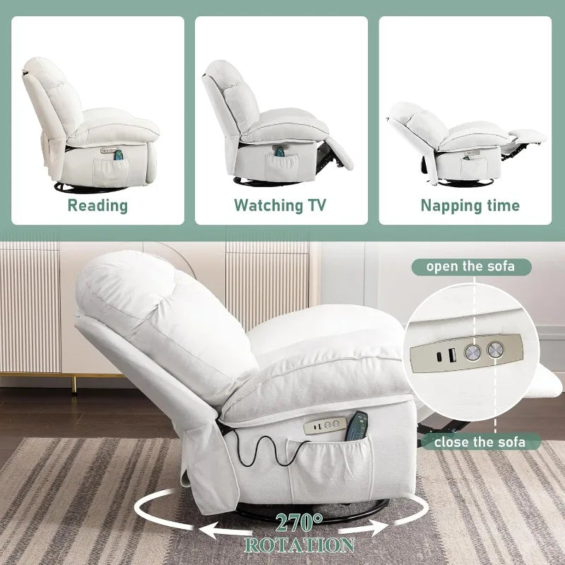 Power Recliner Chair With Massage And Heat For Adults