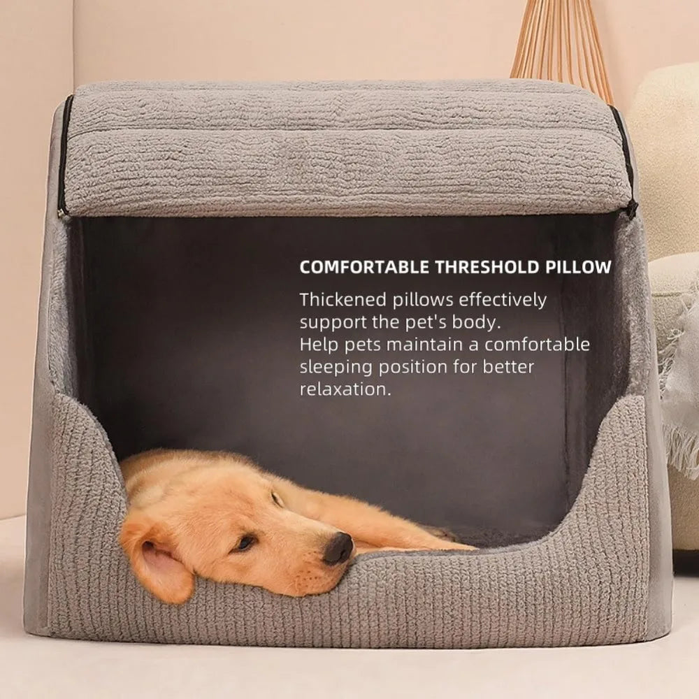Cozy Dog Bed House Indoor Memory Foam Plush Cave Cushion