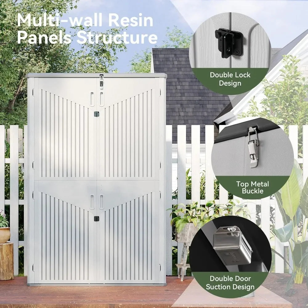 Outdoor Vertical Storage Shed With Floor For Garage Use