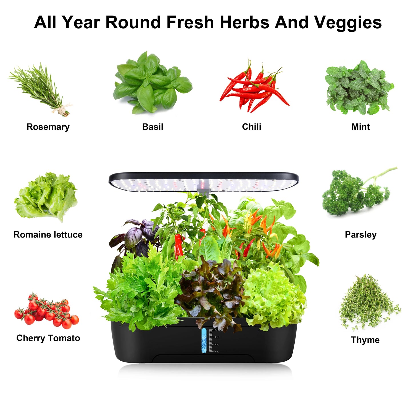 12 Pod Hydroponics Growing System With Automatic Timer LED Light