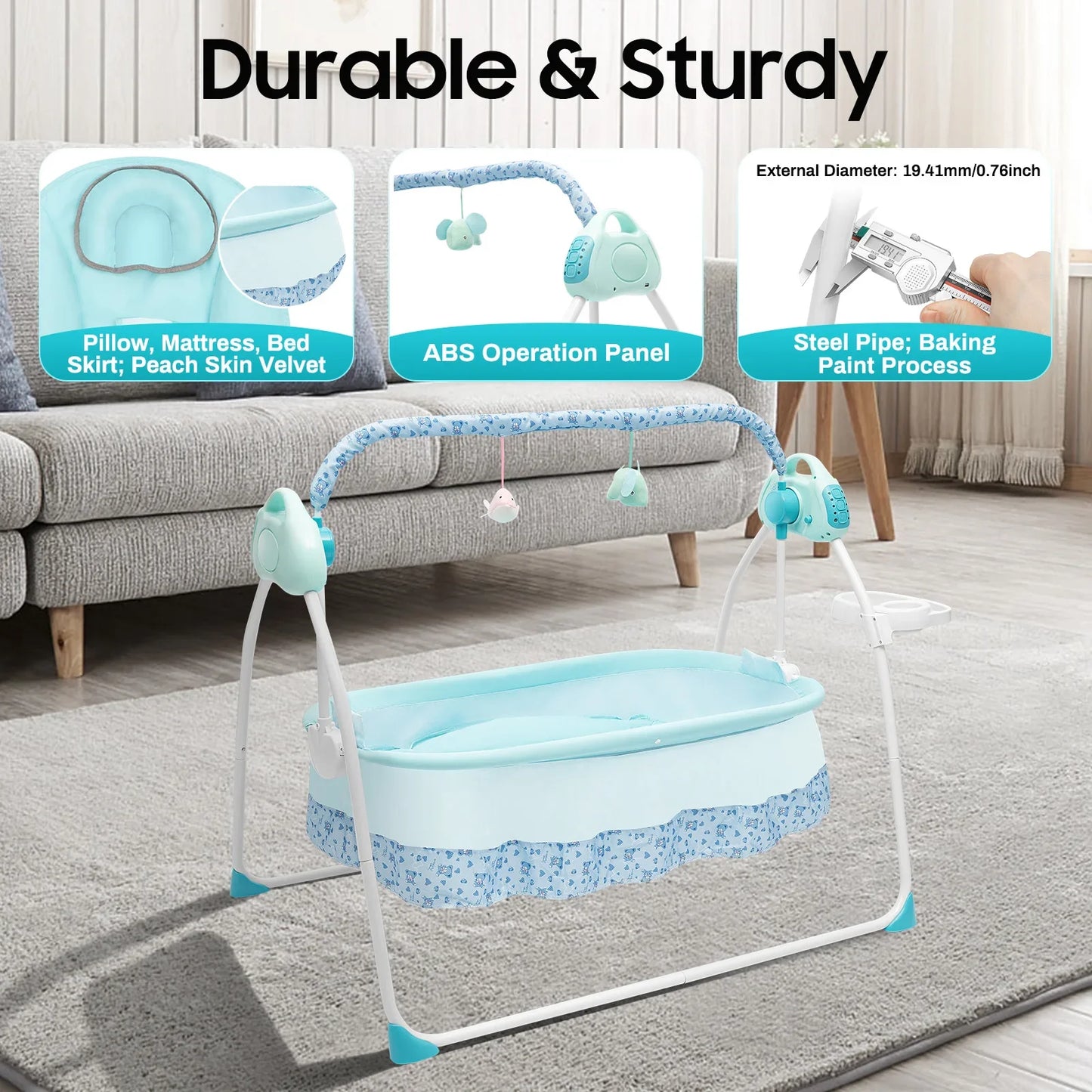 Baby Cradle Swing Bed With Auto Rocking Soothing Music