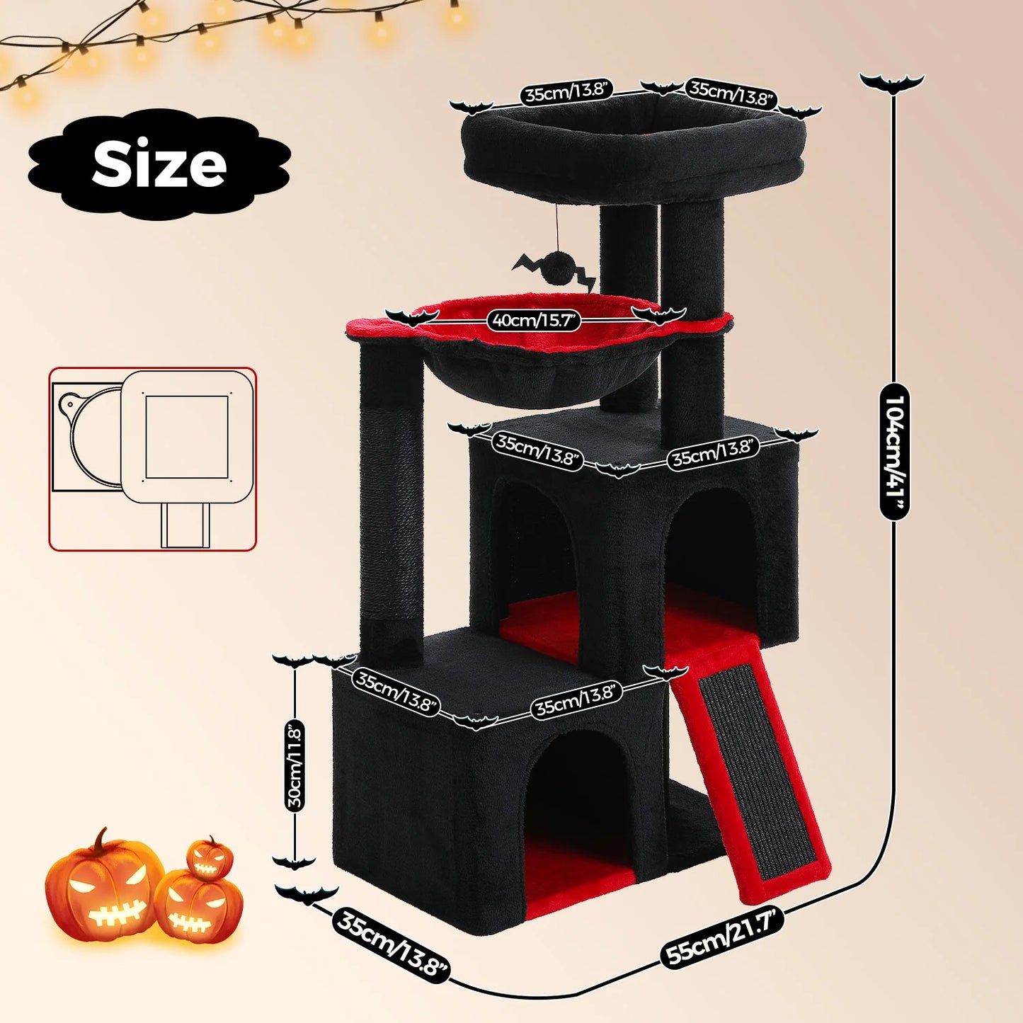 Large Multi-Level Cat Tree with Spacious Condos and Toys