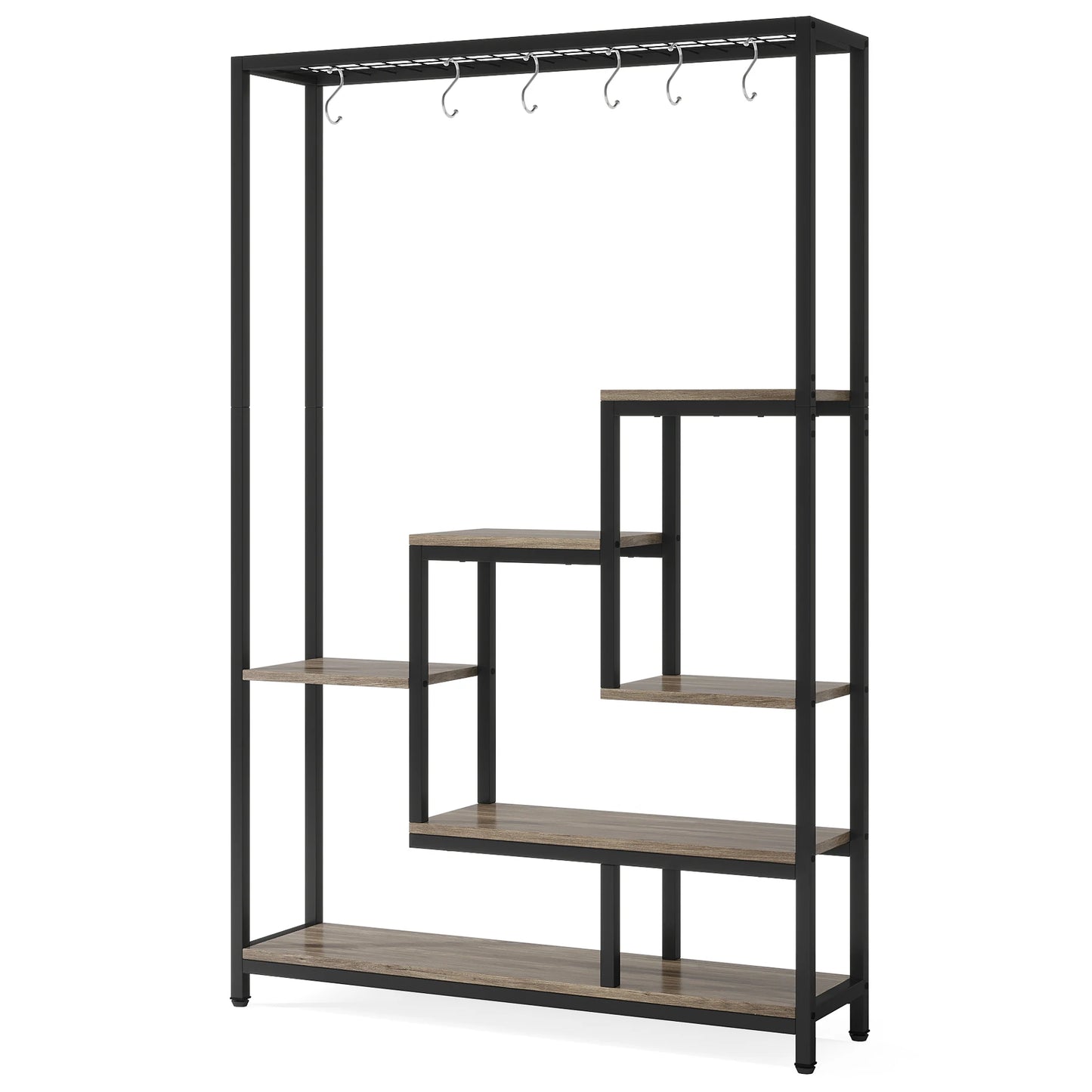 Tribesigns 5-Tier Indoor Plant Stand With Metal Shelf And Hooks
