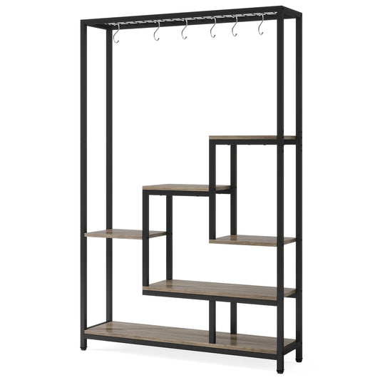 Tribesigns 5-Tier Indoor Plant Stand With Metal Shelf And Hooks