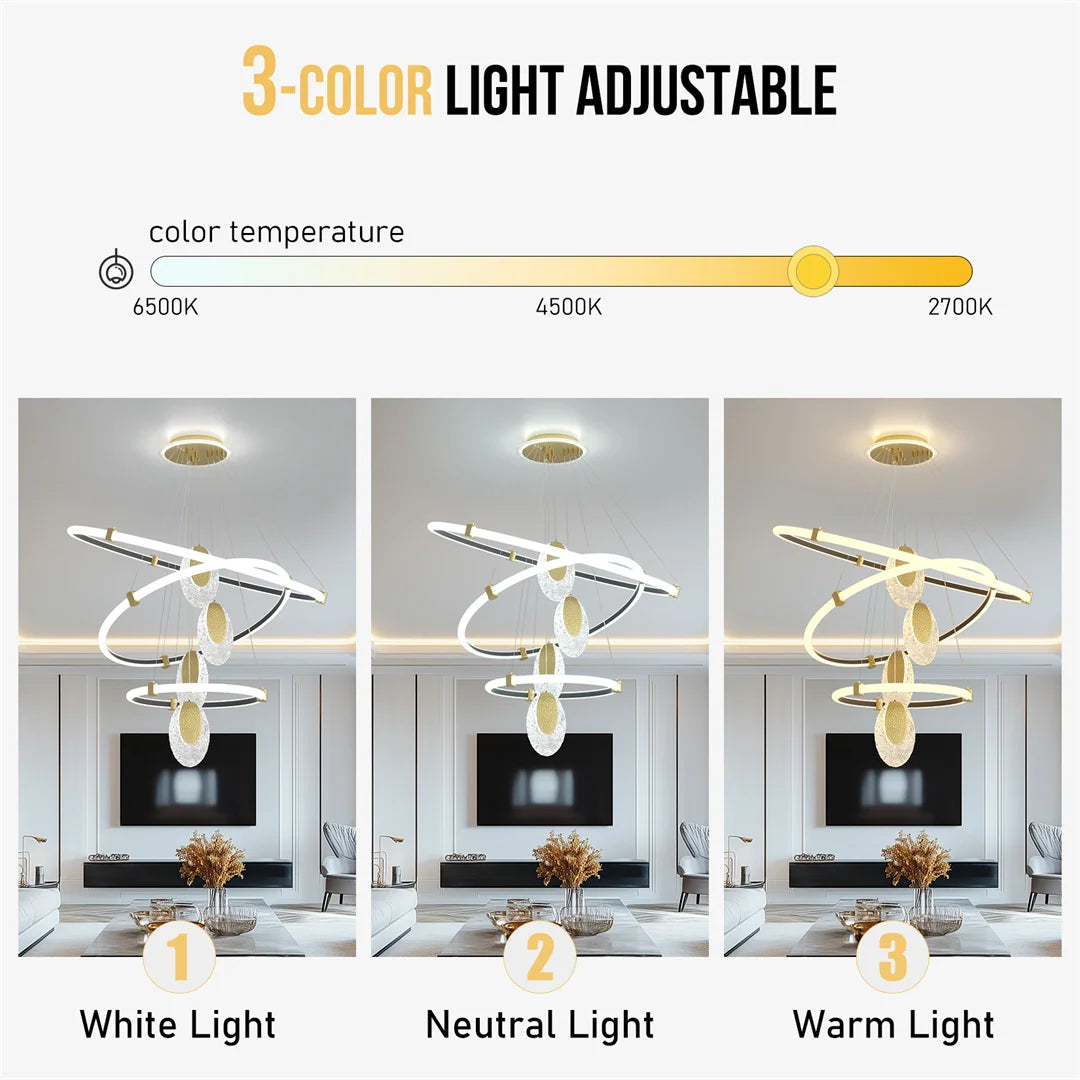 LUVODI 3 Layer LED Ceiling Chandelier Pendant Lamp Fixture