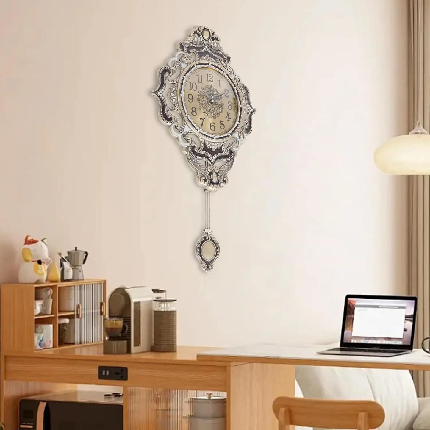 Retro Decorative Wall Clock With Pendulum European Style