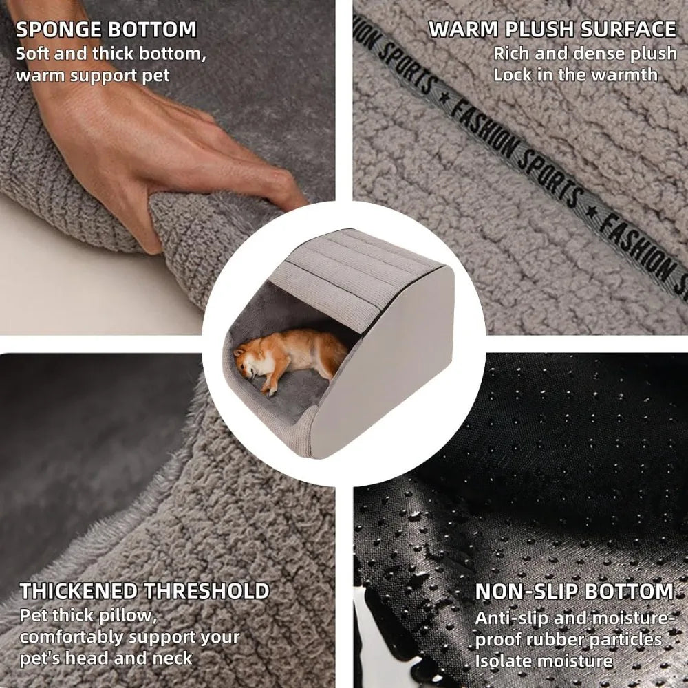 Cozy Dog Bed House Indoor Memory Foam Plush Cave Cushion