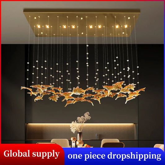 Yingxuan Dining Area Glass Pendant Lamp LED Chandelier