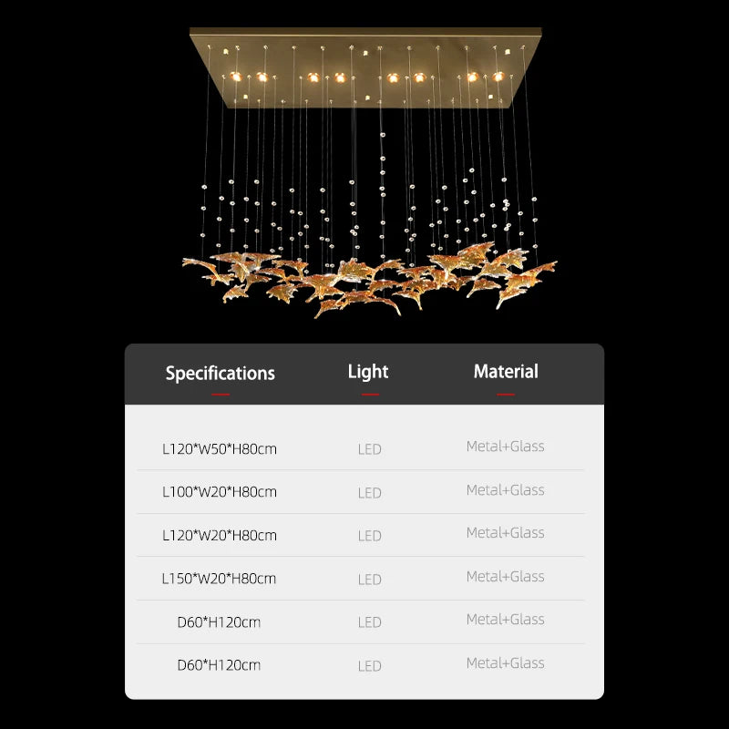 Yingxuan Dining Area Glass Pendant Lamp LED Chandelier