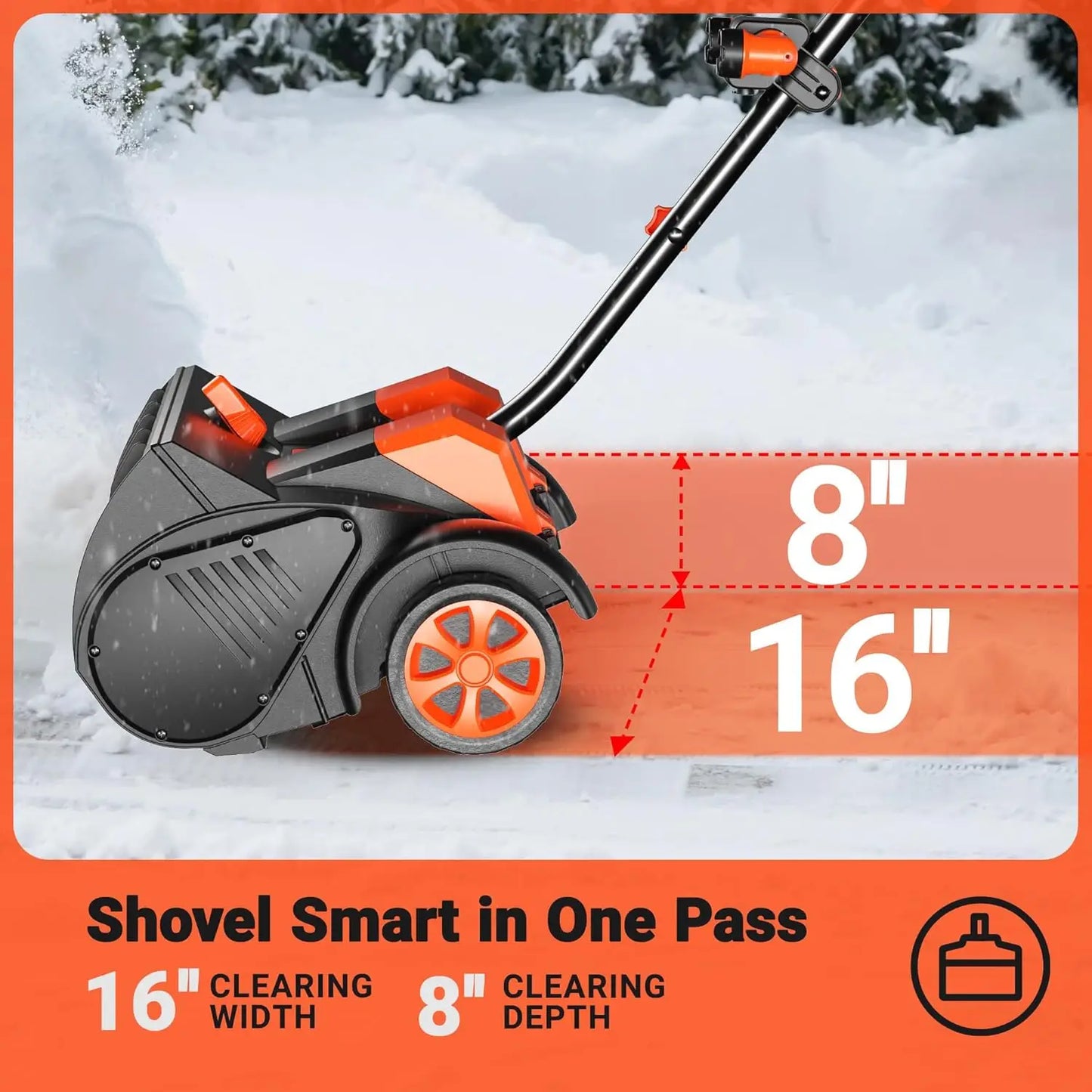 Cordless Snow Shovel 48V 16 Inch Brushless With LED Lights