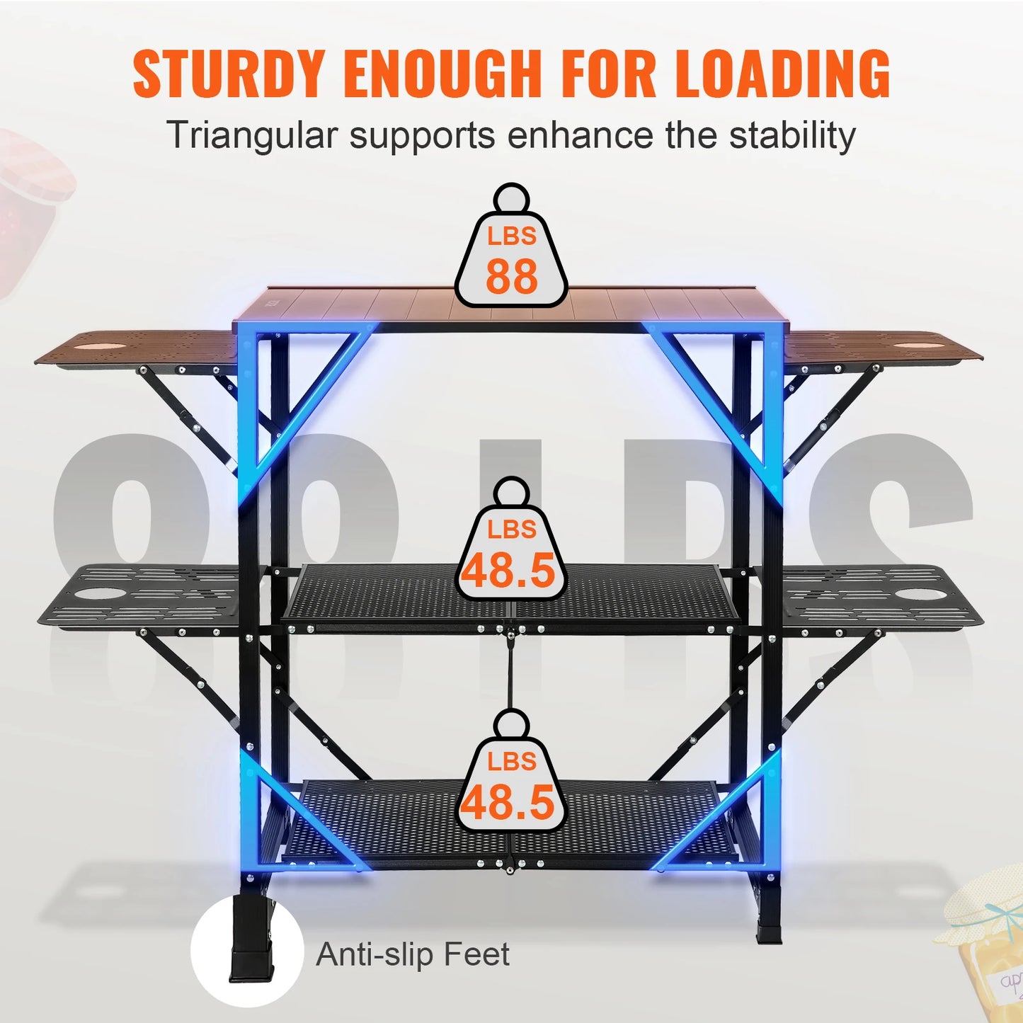 SucceBuy Camping Kitchen Table Foldable Portable Cook Station
