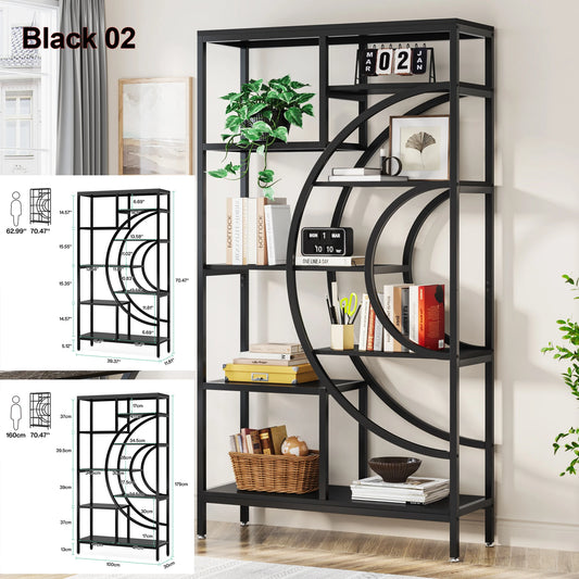Tribesigns 5 Tier Industrial Etagere Bookcase Freestanding Display Shelf