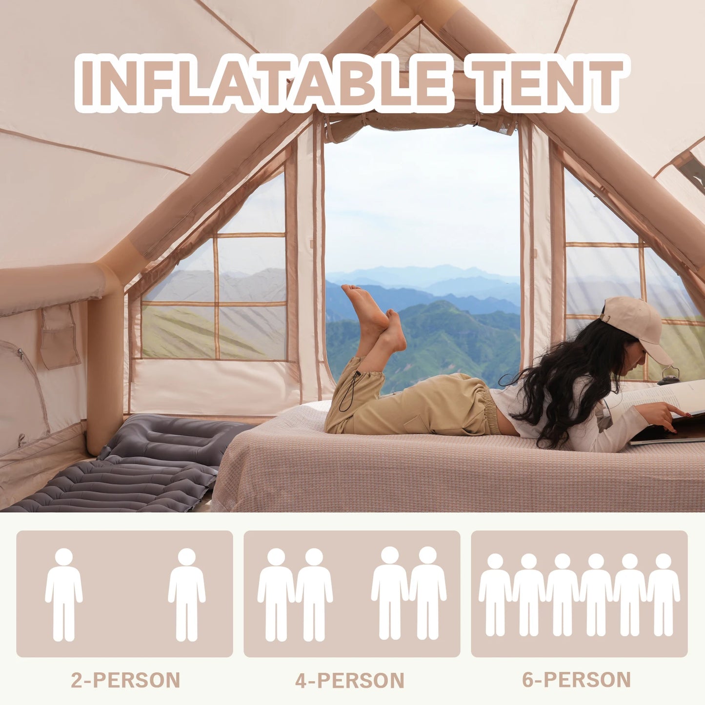 Pakicetus Inflatable Tent With Skylight Quick Setup Pump