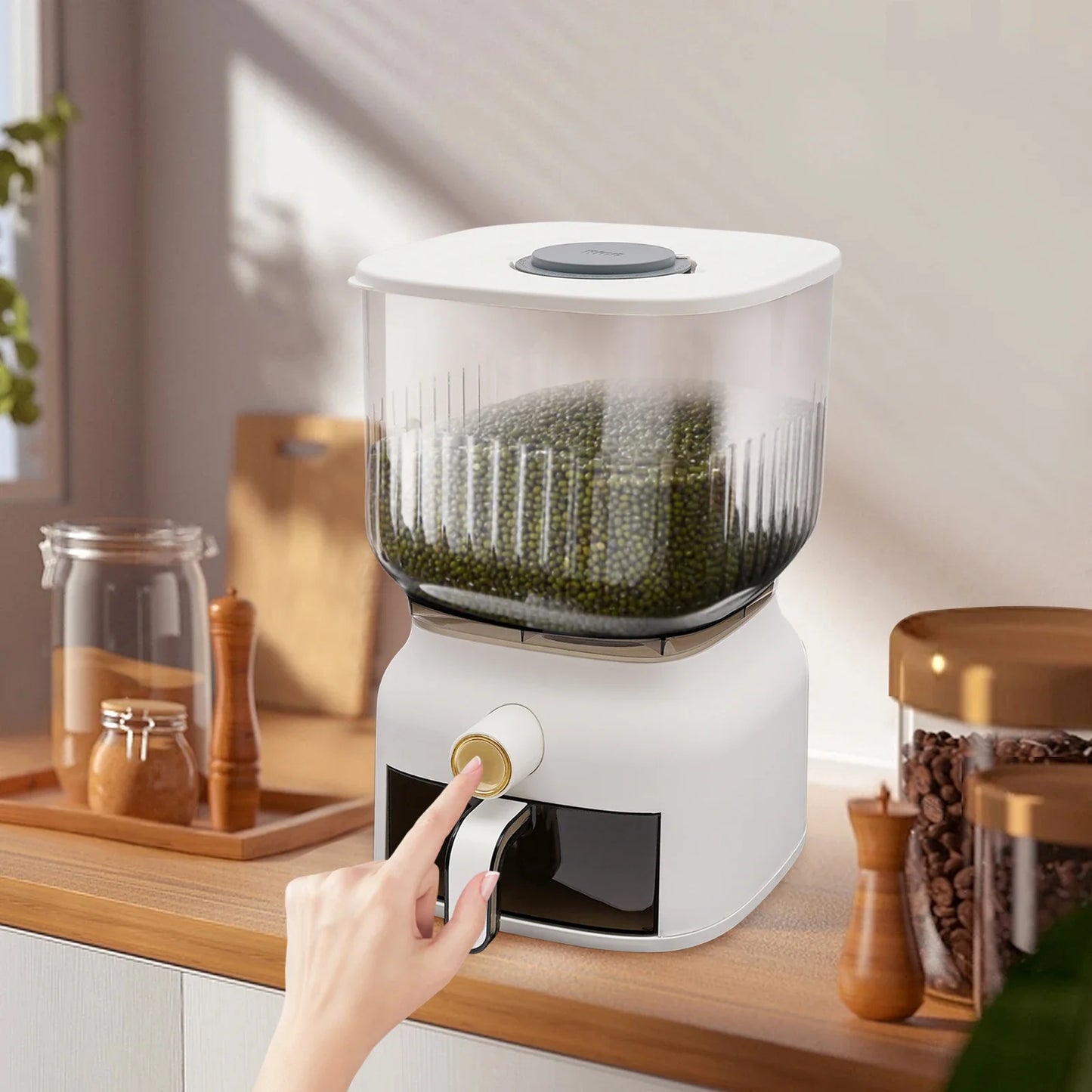 Hign-concerned Rice Dispenser Sealed Grain Storage Container Kitchen Organizer