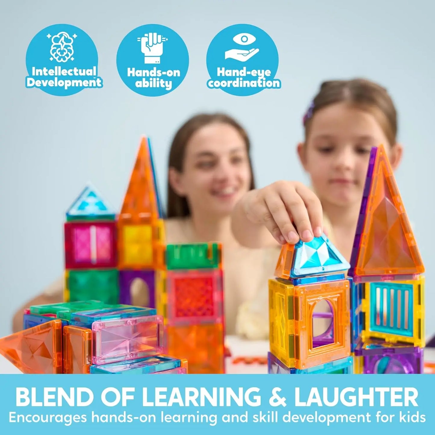 Joyfy 66Pcs Magnetic Building Tiles STEM Toy For Kids 3-8