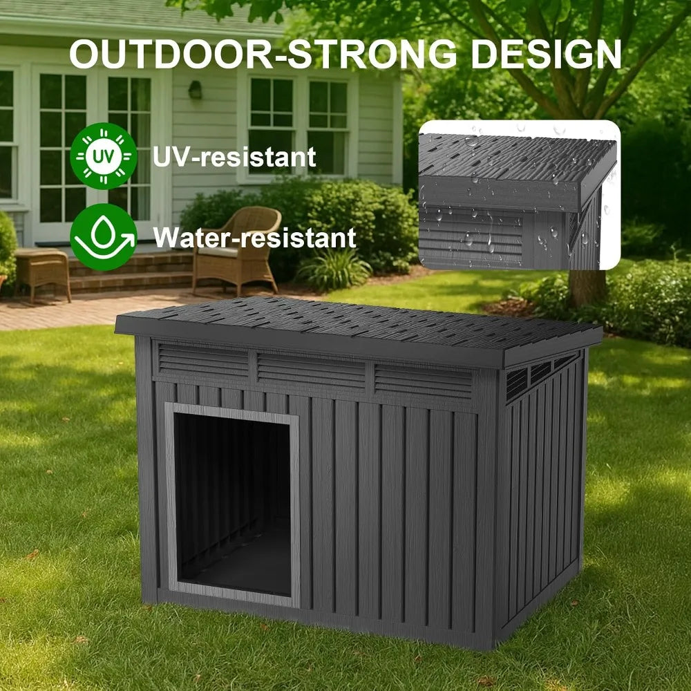 All-Weather Resin Dog House Durable Outdoor Kennel