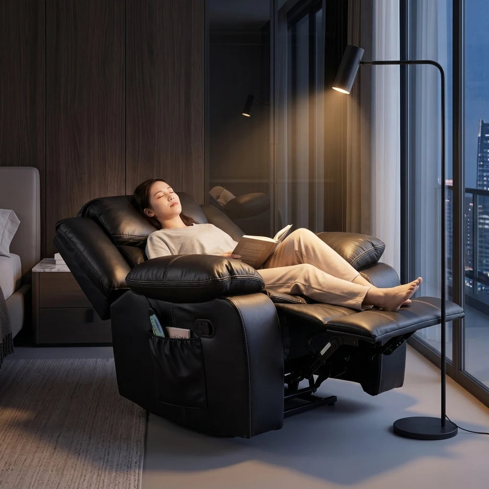Faux Leather Massage Recliner With 8 Point Vibration And Heating