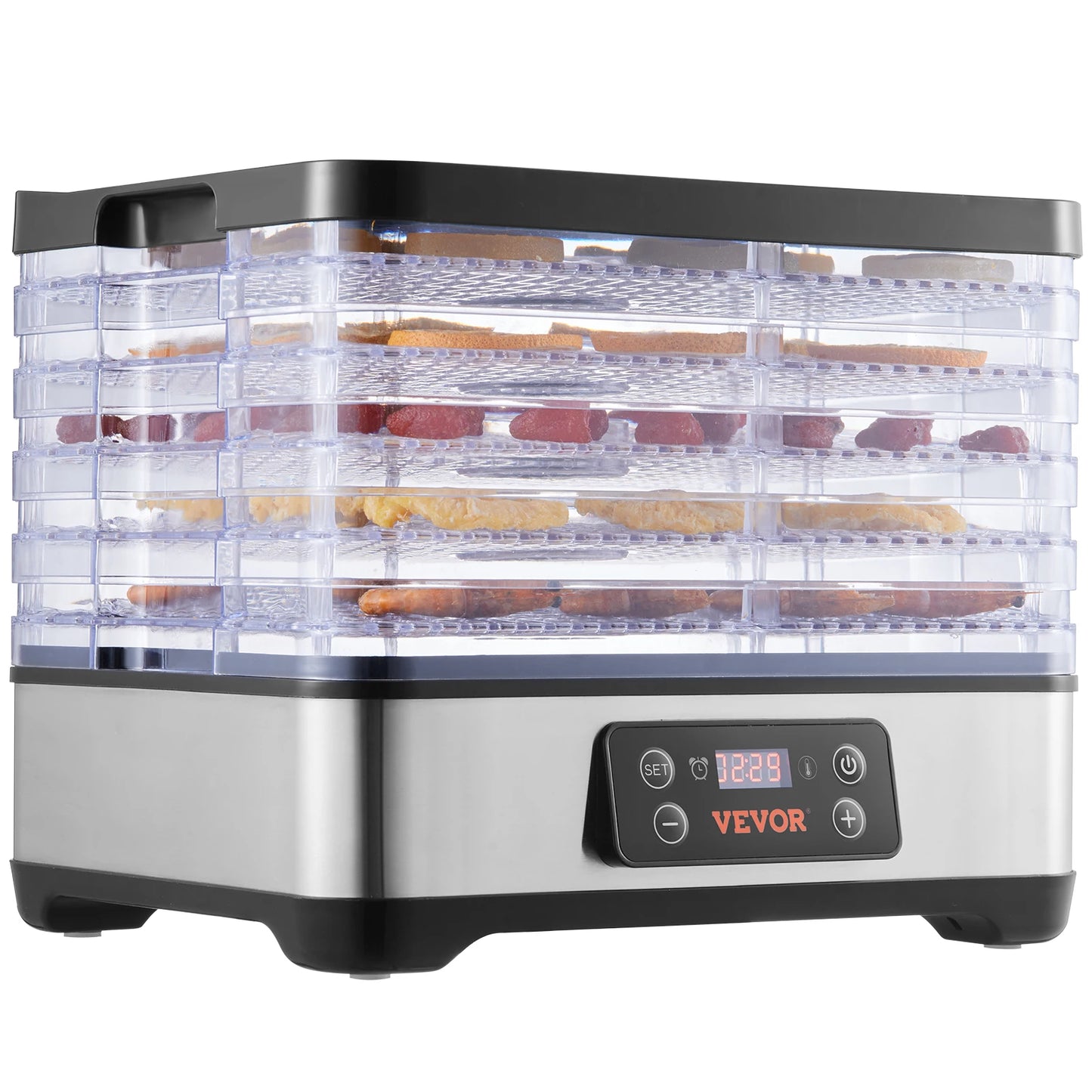 5 Tray Food Dehydrator Stainless Steel 300W Digital Timer