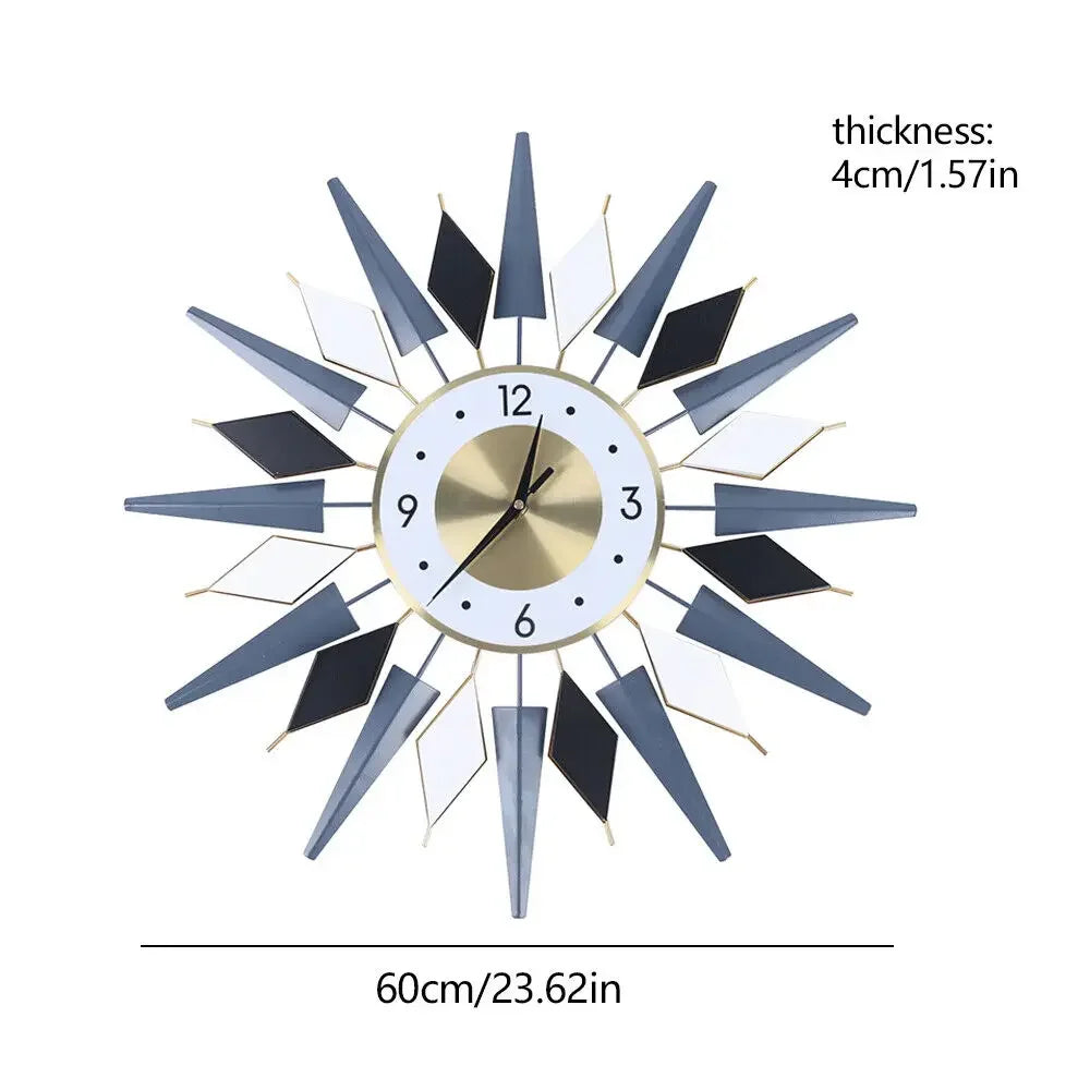 Large Retro Star Wall Clock Decor Silent Non Ticking