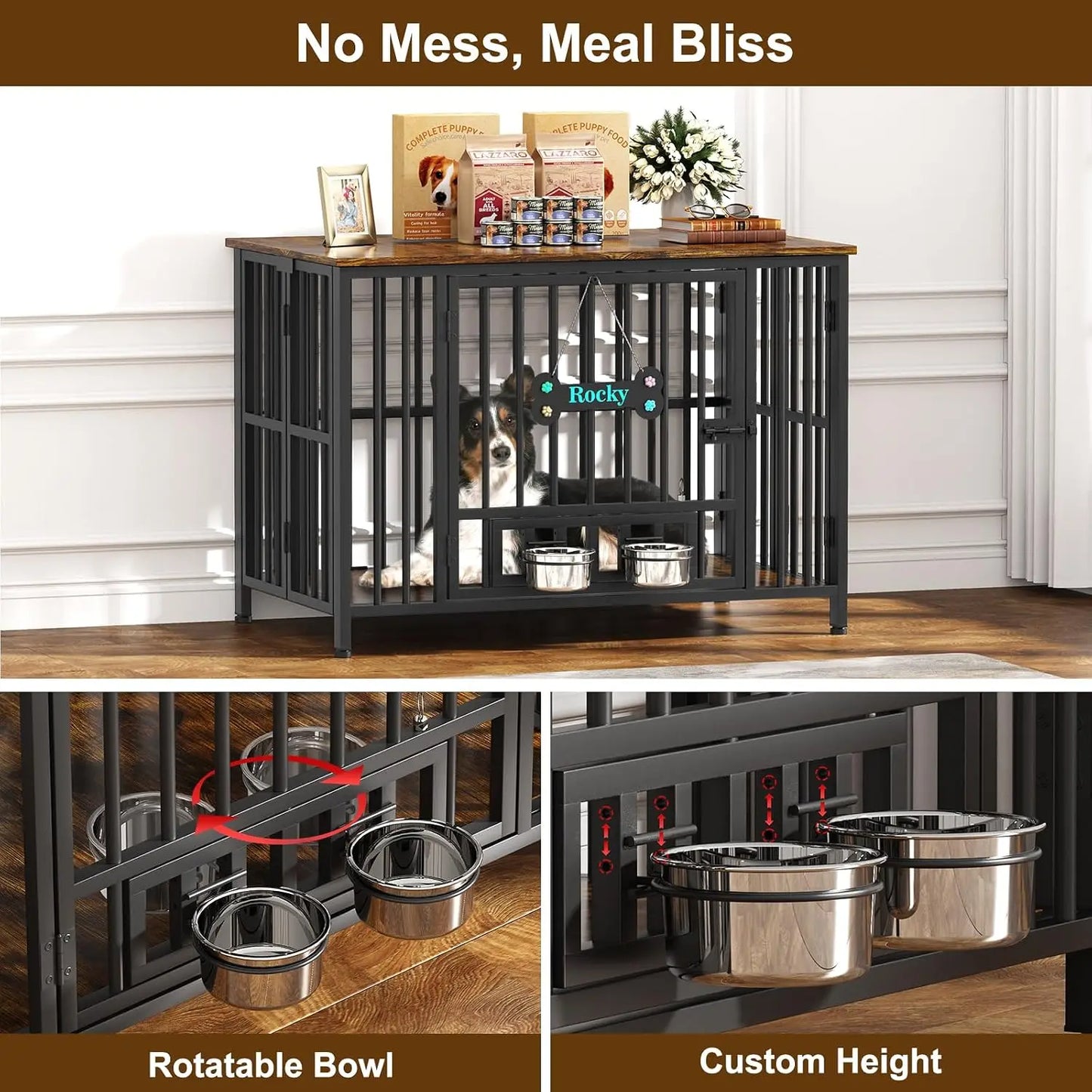 Foldable Wooden Dog Crate Furniture Indoor Kennel Durable