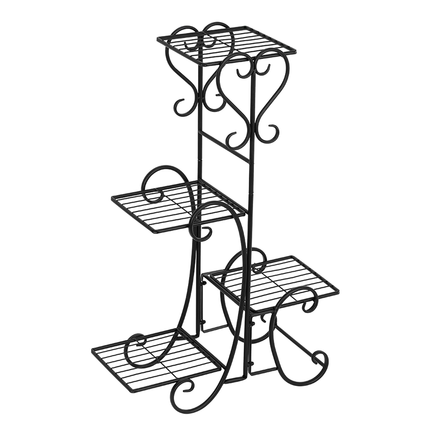 Black Metal Square Flower Shelves Plant Stand for Indoor Outdoor
