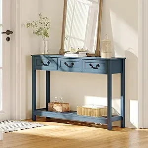 ChooChoo Farmhouse Console Table With Three Drawers Blue