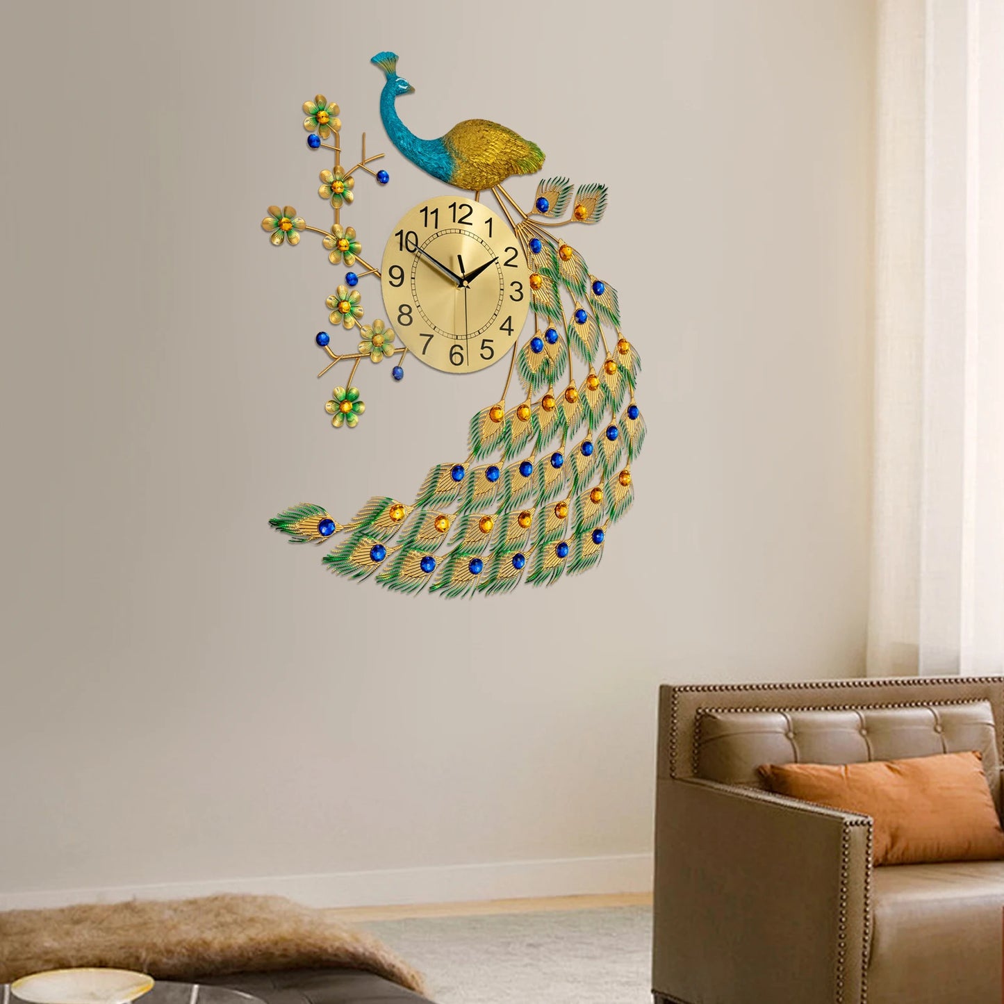 Peacock Wall Clock Modern Art Living Room Decor Exquisite Gift