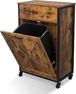 VINGLI Tilt Out Trash Cabinet Wood Hidden Trash Can Kitchen