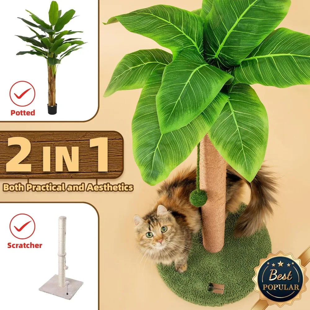 New 33 Inch Tall Cat Scratching Post with Hanging Ball
