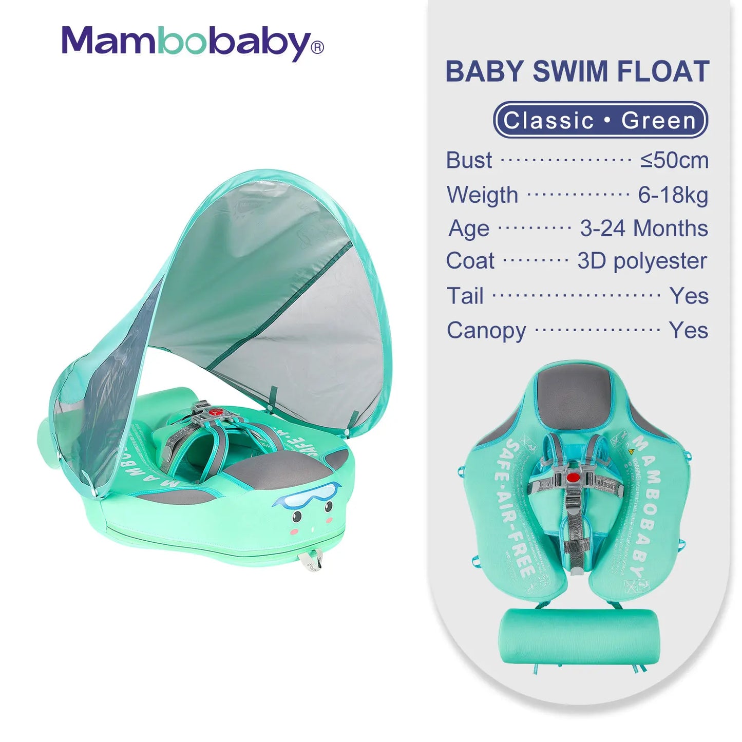 Mambobaby Baby Float with Sunshade and Crotch Strap