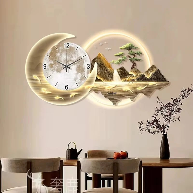 Fashion Luxury Wall Clock Chinese Style Nordic Decor Silent
