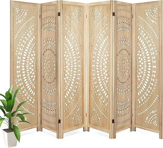 Babion 6 Panel Wood Room Divider Folding Privacy Screen