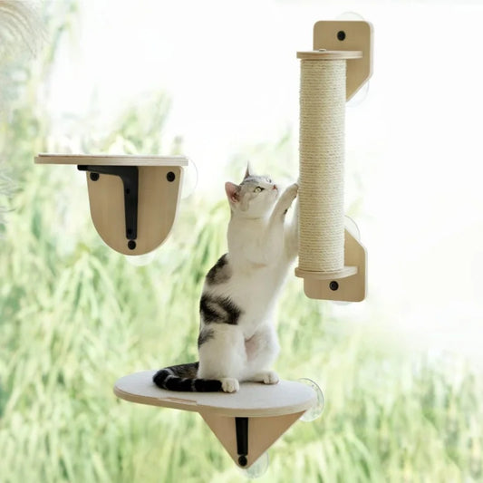 Mewoofun Cat Window Perch Hammock with Climbing Steps
