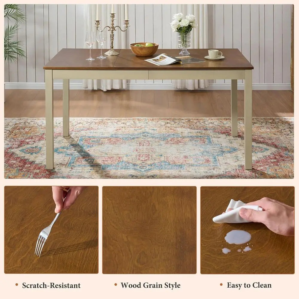 General Use Farmhouse Dining Table Set With Upholstered Chairs