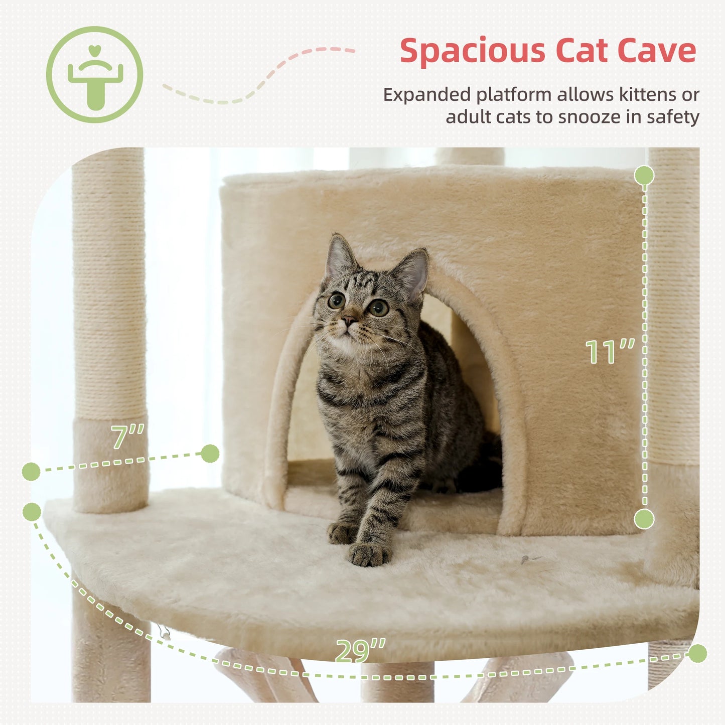 Adjustable Floor to Ceiling Cat Tree with Cozy Perches