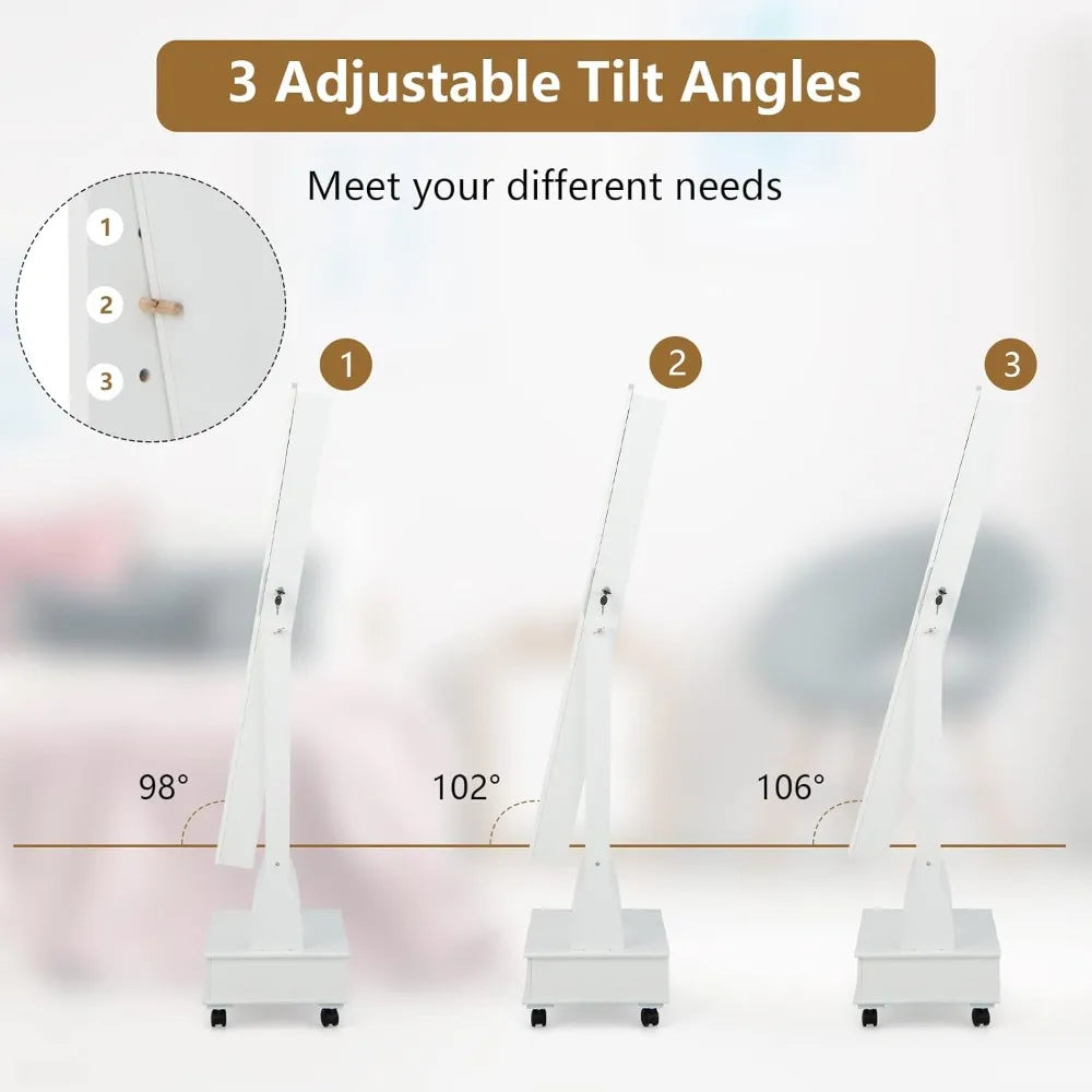 Mirror Jewelry Cabinet With Wheels And Locking Full Length Mirror