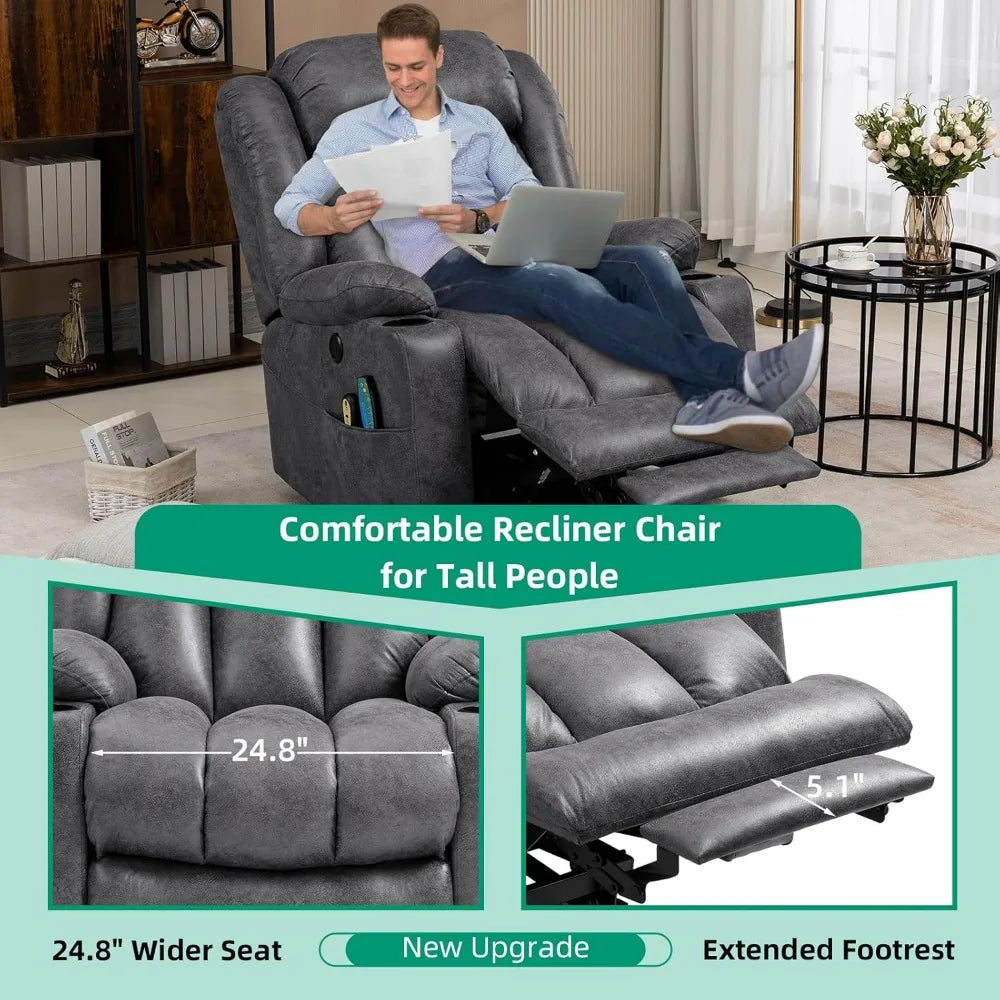 Tall Man Power Lift Recliner Chair With Massage And Heat