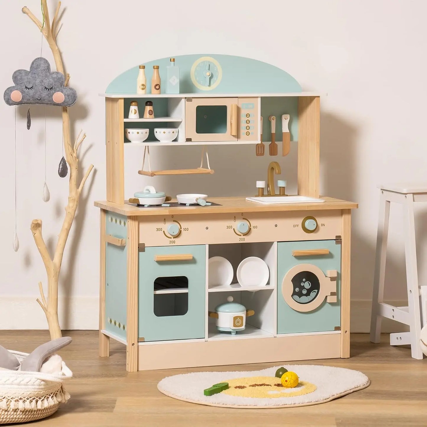 Robotime Robud Wooden Kitchen Playset For Kids With Realistic Features