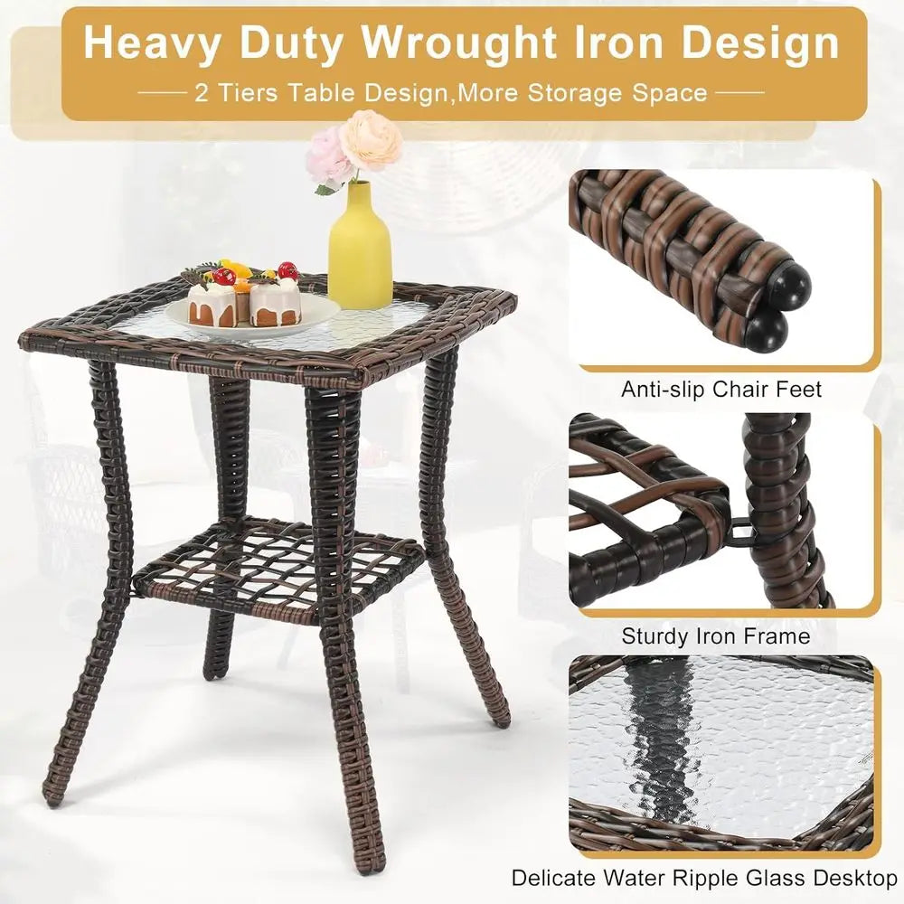 Outdoor Patio Furniture Set With Swivel Chairs And Bistro Table