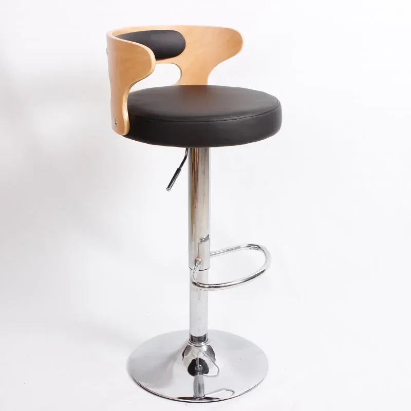 Modern Front Desk High Chair Solid Wood Bar Stool Swivel