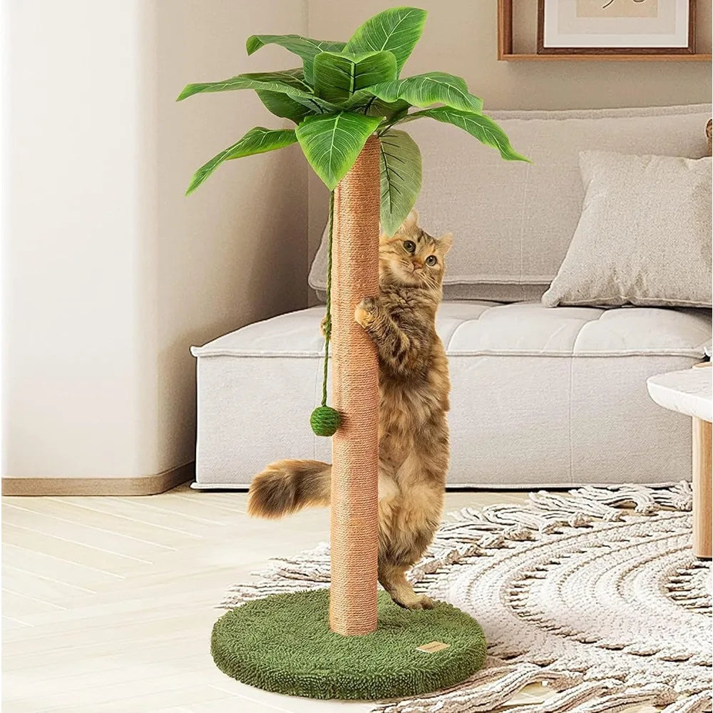 New 33 Inch Tall Cat Scratching Post with Hanging Ball