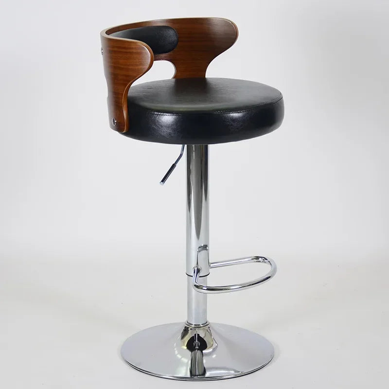 Modern Front Desk High Chair Solid Wood Bar Stool Swivel
